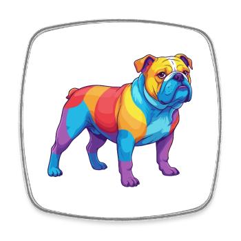Bunte Bulldogge-Regenbogen-Pop-Art-Aquarell - Viereckiger Kühlschrankmagnet - Weiß - Vorne