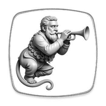 TRUMPET GARGOYLE - black & white - Magnet carré - blanc - Devant