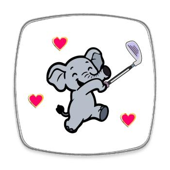 GOLFEUR ELEPHANT KIDS - Magnet carré - blanc - Devant