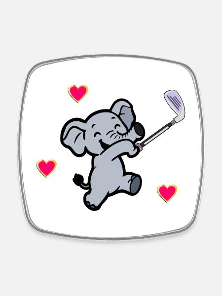 GOLFEUR ELEPHANT KIDS - Magnet carré - blanc