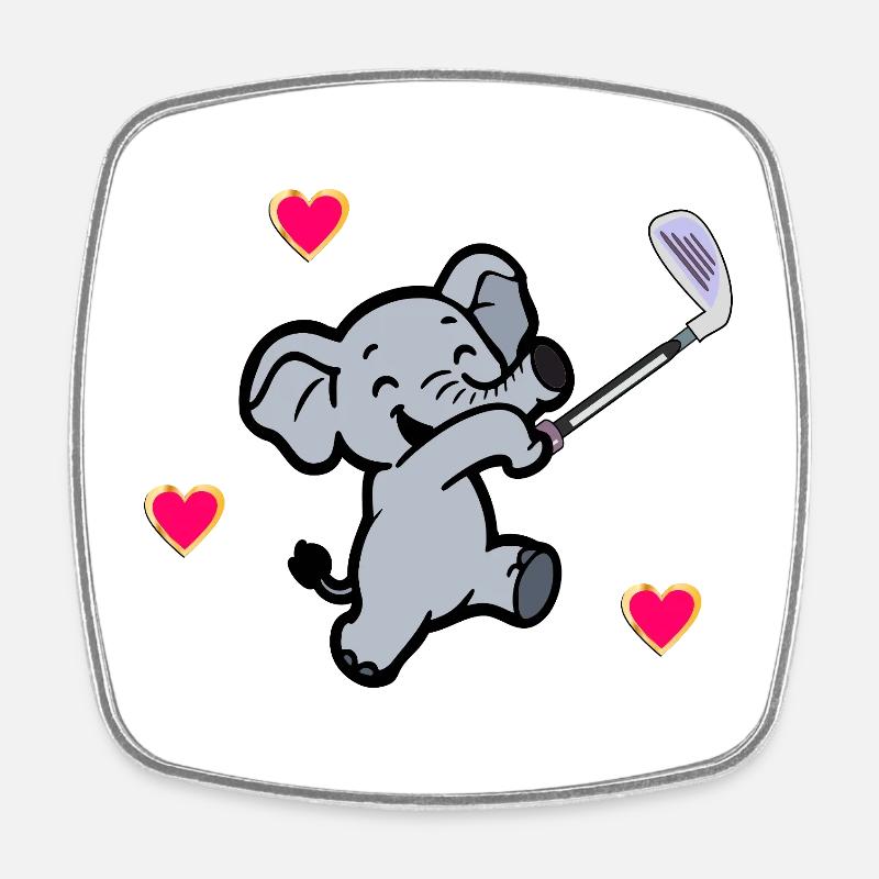 GOLFEUR ELEPHANT KIDS - Magnet carré - blanc