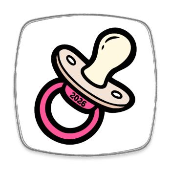 Tétine pour bébé naissance 2026 - Magnet carré - blanc - Devant