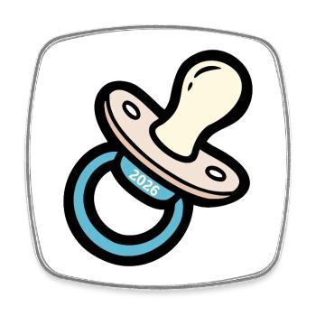 Annonce du bébé - Tétine 2026 - Magnet carré - blanc - Devant