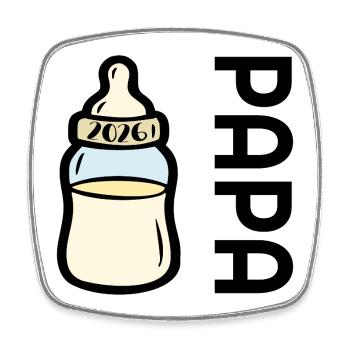 Annonce du bébé - Papa 2026 du biberon - Magnet carré - blanc - Devant