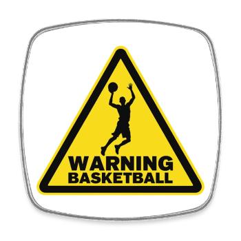 Warning Basketball Sportler Warnschild - Viereckiger Kühlschrankmagnet - Weiß - Vorne