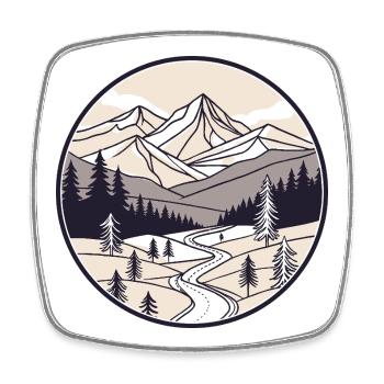 Mountains and Pines Circle - Square fridge magnet - white - Front