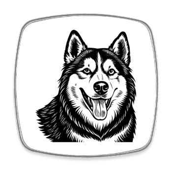 Husky sibérien - Magnet carré - blanc - Devant