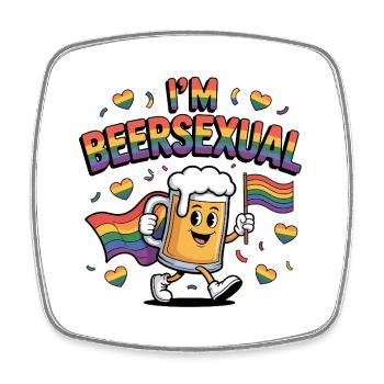 Je suis beersexual - Logo de Cool Beer - Magnet carré - blanc - Devant