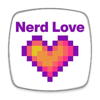 Amour de nerd – Cœur de pixels, Gamer Lovee Language - Magnet carré - blanc - Devant