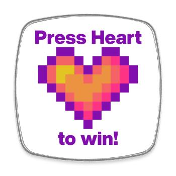 Press Heart to Win,Gamer Love Language - Viereckiger Kühlschrankmagnet - Weiß - Vorne