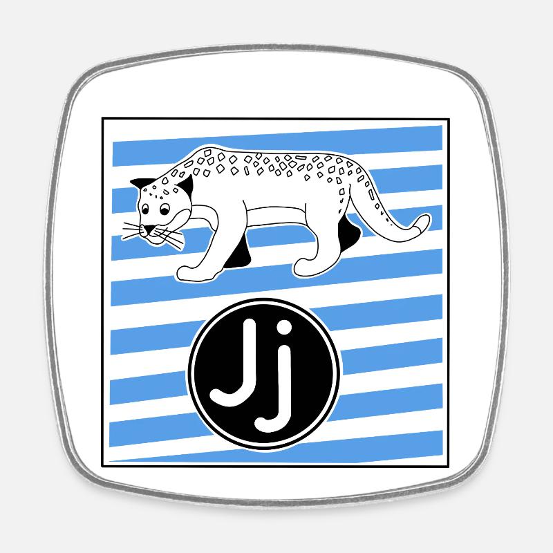 Lettre J pour Jaguar à l’école primaire - Magnet carré - blanc