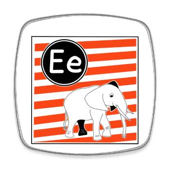 E wie Elefant Buchstaben zum Lesenlernen  - Viereckiger Kühlschrankmagnet - Weiß - Vorne