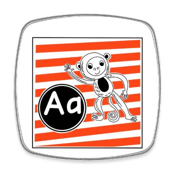 A wie Affe Buchstaben lernen in der Grundschule - Viereckiger Kühlschrankmagnet - Weiß - Vorne