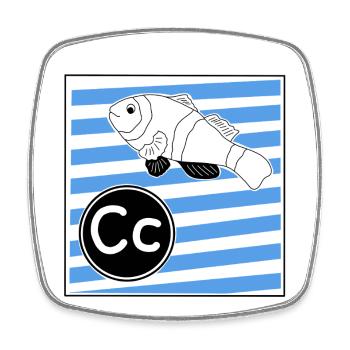 C for Clownfish - Square fridge magnet - white - Front