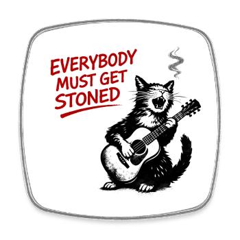 Chat Jupe Guitare Stone Chat - Magnet carré - blanc - Devant