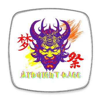 Midnight Rage Glitch Oni Face Urban Style - Viereckiger Kühlschrankmagnet - Weiß - Vorne