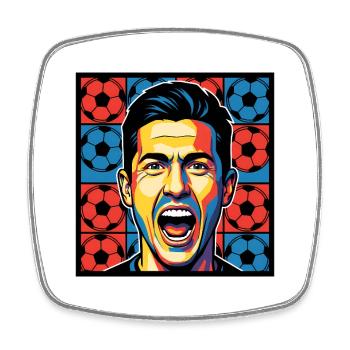 Football Fan Face Pop Art Colorful - Square fridge magnet - white - Front