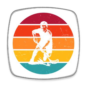 Characterful floorball design - Square fridge magnet - white - Front