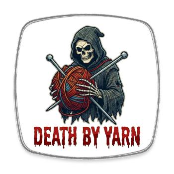 Death by Yarn Grim Reaper - Square fridge magnet - white - Front