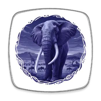 Nächtlicher Elefant in der Savanne - Viereckiger Kühlschrankmagnet - Weiß - Vorne