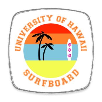 Surfbrett Universität von Hawaii Retro - Viereckiger Kühlschrankmagnet - Weiß - Vorne