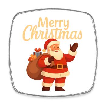 Le Père Noël tout sourire avec sa hotte de cadeaux - Magnet carré - blanc - Devant