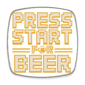 Appuyez sur Start Pour la bière Retro Gamer Spruch Für - Magnet carré - blanc - Devant