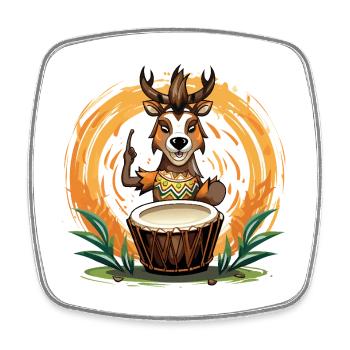 Cerfs à tambour dans le cercle sauvage - Magnet carré - blanc - Devant