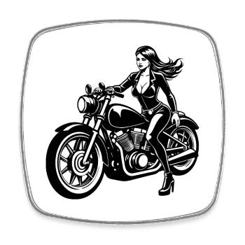 Sexy Motorradmädchen - Viereckiger Kühlschrankmagnet - Weiß - Vorne