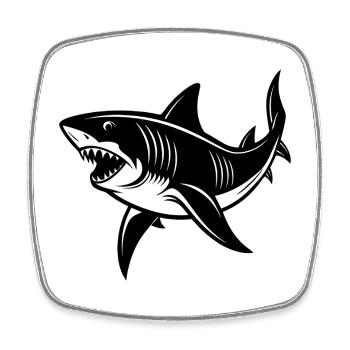 Requin - Magnet carré - blanc - Devant