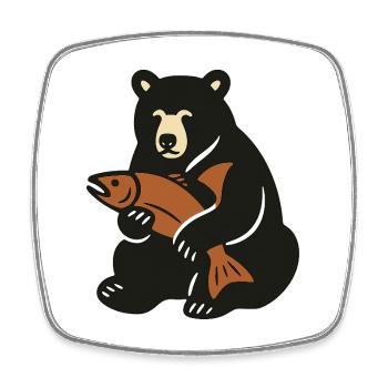 The Happy Bear - Viereckiger Kühlschrankmagnet - Weiß - Vorne