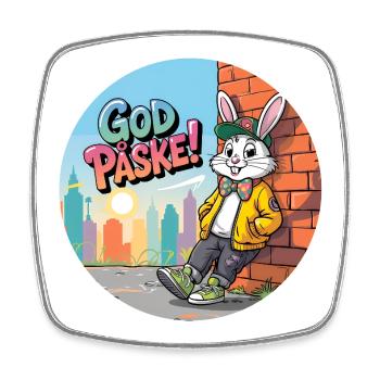 Le lapin de Pâques dans l'art de rue de la ville - Magnet carré - blanc - Devant