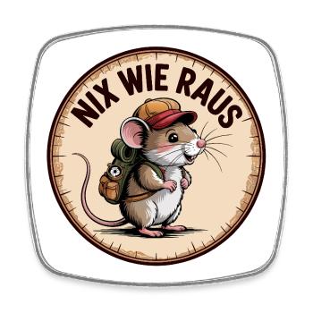 Nix wie raus – Wandermaus - Viereckiger Kühlschrankmagnet - Weiß - Vorne