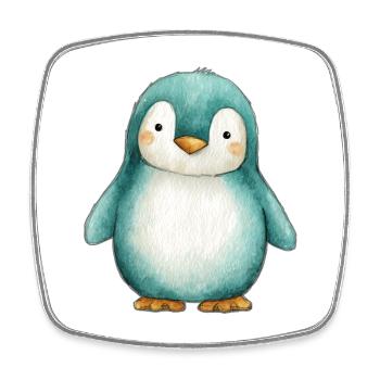 Pingouin Givré – Illustration Enfantine d’Hiver - Magnet carré - blanc - Devant