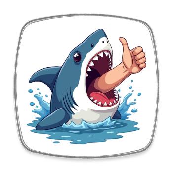 Bonne chance à l’humour de requin - Magnet carré - blanc - Devant