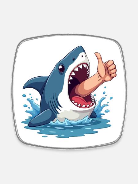 Bonne chance à l’humour de requin - Magnet carré - blanc
