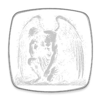 L’ange ailé déchu en contemplation - Magnet carré - blanc - Devant