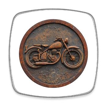Vintage-Motorrad-Emblem – Klassisches Retro-Design - Viereckiger Kühlschrankmagnet - Weiß - Vorne