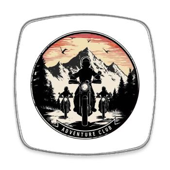 Vintage-Motorradlogo, Straßenclub, Geschwindigkeit - Viereckiger Kühlschrankmagnet - Weiß - Vorne