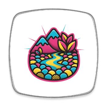 Colorful River Landscape Candystyle - Square fridge magnet - white - Front