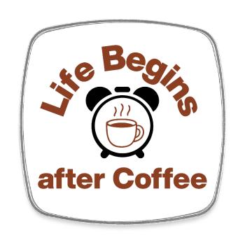 Life Begins after Coffee, Kaffee Liebhaber - Viereckiger Kühlschrankmagnet - Weiß - Vorne