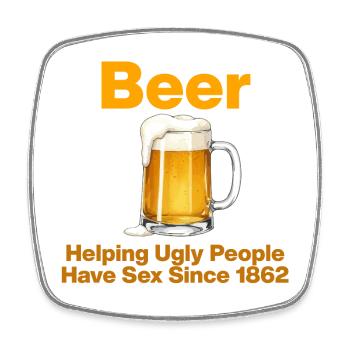 Beer, Since 1862 Helping People, Bier, Bier Lover - Viereckiger Kühlschrankmagnet - Weiß - Vorne