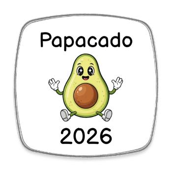 Papacado 2026 – Expectant Papa Avocado - Square fridge magnet - white - Front