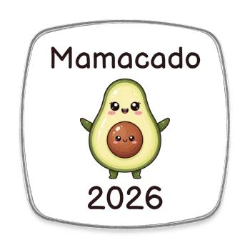 Mamacado 2026 – werdende Mama Avocado - Viereckiger Kühlschrankmagnet - Weiß - Vorne