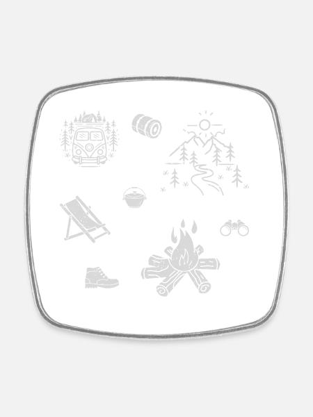 Camping life in the forest - Square fridge magnet - white