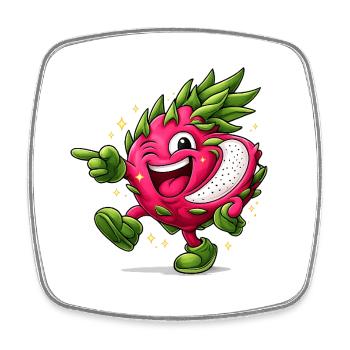 Fraise Dragon Joyeux - Magnet carré - blanc - Devant