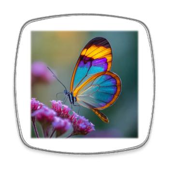 Colorful Fantasy Butterfly Glass Wings - Square fridge magnet - white - Front
