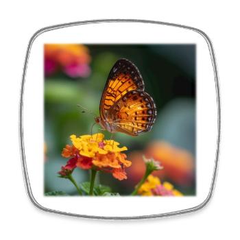 Goldener Schmetterling auf leuchtender Blüte - Viereckiger Kühlschrankmagnet - Weiß - Vorne
