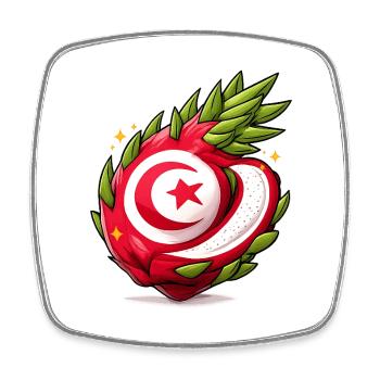 Tunisian Fruit Heart Pattern - Square fridge magnet - white - Front