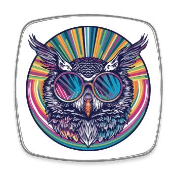 Owl Sunglasses Animal - Square fridge magnet - white - Front